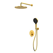 Whitecross Y Душевая система встраиваемая, смеситель, верхний и ручной душ, цвет: золото брашир. YSET04TOPGLB