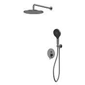 Whitecross Y Душевая система встраиваемая, смеситель, верхний и ручной душ, цвет: графит брашир. YSET04TOPGM