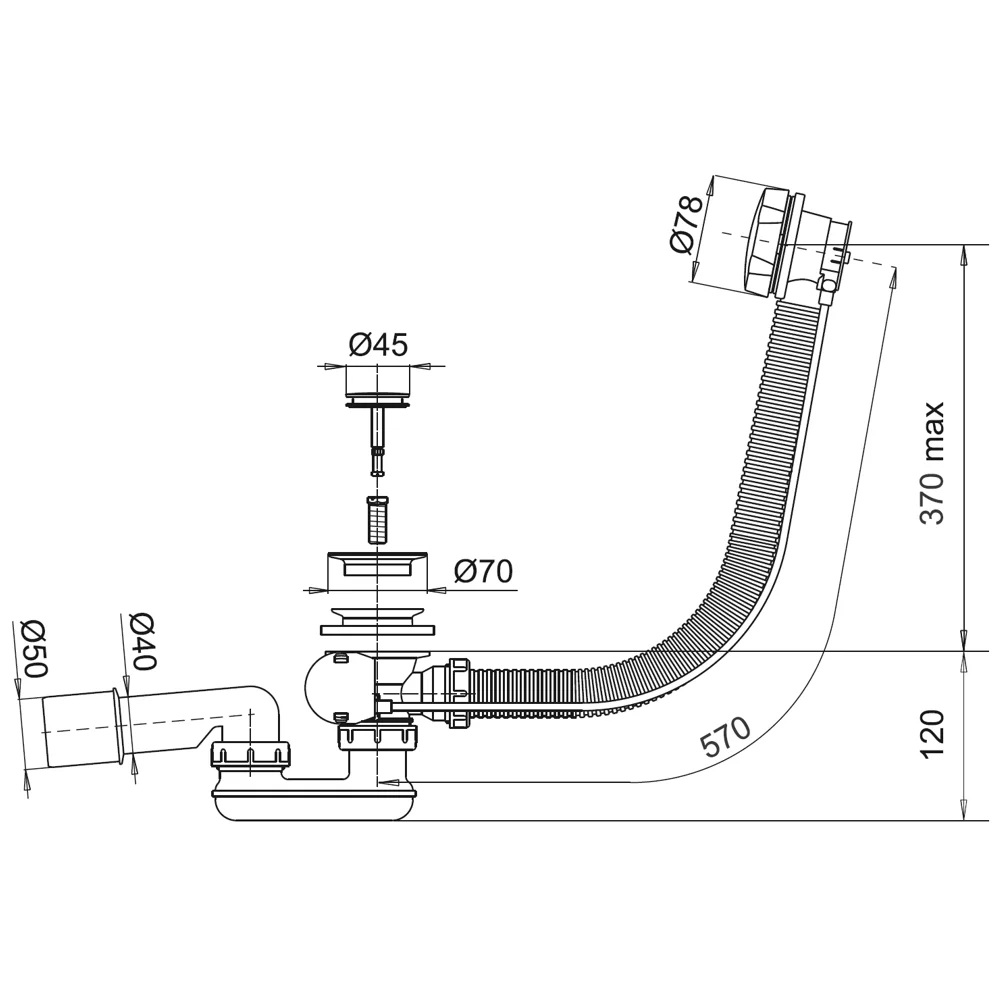 Whitecross Слив-перелив для ванны, цвет: хром глянцевый SPWC60CR