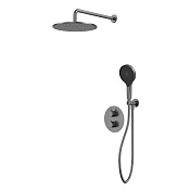 Whitecross Y Душевая система встраиваемая с термостатом, верхний и ручной душ, цвет: графит брашир. YSET08TOPGM
