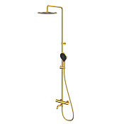 Whitecross Y Душевая стойка с термостатом, излив, ручной и верхний душ, цвет: золото брашированное Y1234TOPGLB