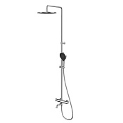 Whitecross Y Душевая стойка с термостатом, излив, ручной и верхний душ, цвет: никель брашированный Y1234TOPNIB