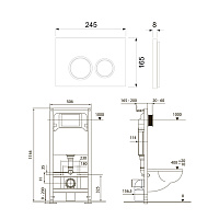 Tece Spring Инсталляция для унитаза 4 в 1 с кнопкой смыва, креплением и шумоиз., цвет: белый глянц. S955103