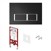 Tece Spring Инсталляция для унитаза 4 в 1 с кнопкой смыва, креплением и шумоиз., цвет: черный матов. S955202