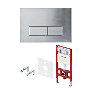 Tece Spring Инсталляция для унитаза 4 в 1 с кнопкой смыва, креплением и шумоиз, цвет: нерж. сталь бр S955301