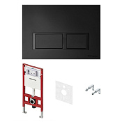 Tece Spring Инсталляция для унитаза 4 в 1 с кнопкой смыва, креплением и шумоиз., цвет: черный матов. S955204