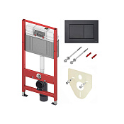 Tece Base Инсталляция для унитаза 4 в 1 с кнопкой смыва, креплением и шумоиз., цвет: черный матовый 9400414