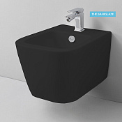ArtCeram A16 Биде подвесное 36x52 см, 1 отв, с переливом, покрытие Saniglaze, цвет: matt black ASB004 17 00