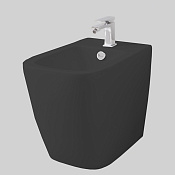 ArtCeram A16 Биде напольное 36x52 см, 1 отв, с переливом, покрытие Saniglaze, цвет: matt black ASB005 17 00