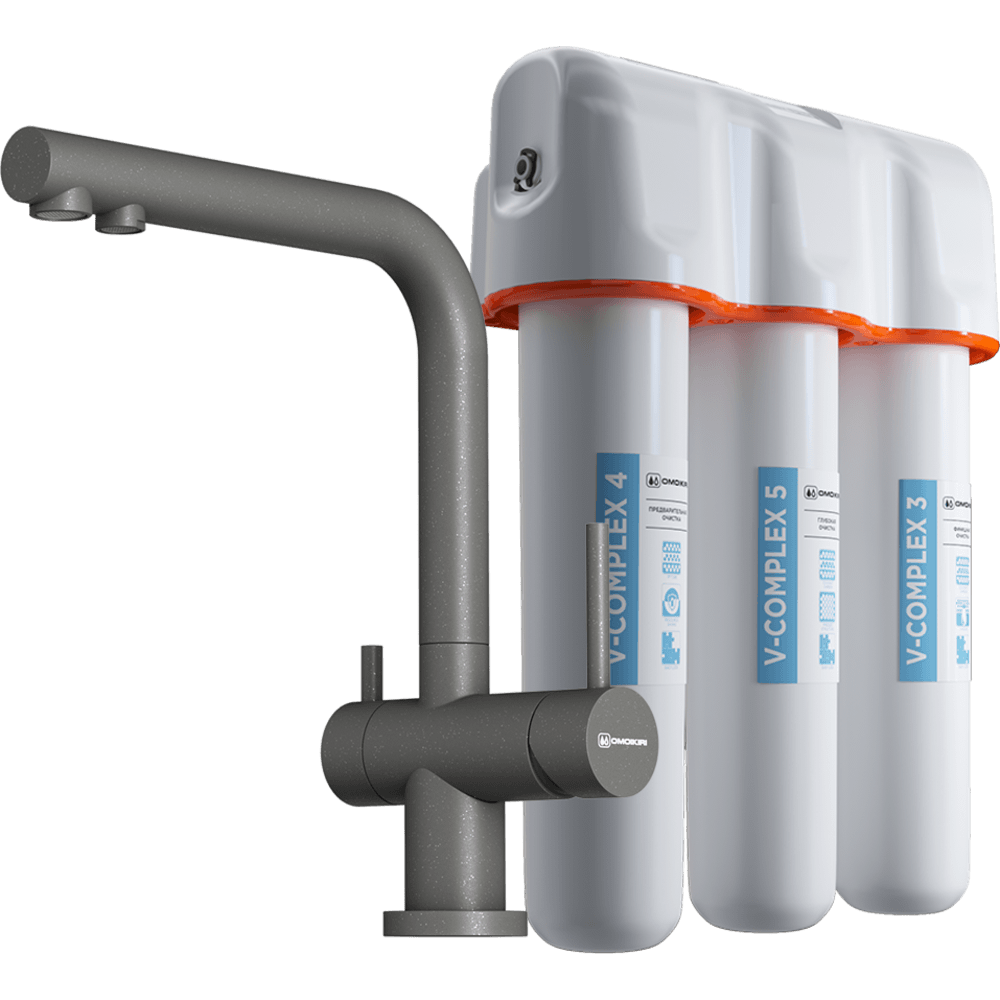 Omoikiri Смеситель для кухни с фильтром в комплекте, цвет: платина 4064.8028P