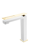 Boheme Q Смеситель для раковины высокий, без дк, высота излива 22,5 см, цвет: white/gold 142-WG