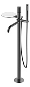 Boheme Stick Touch Смеситель напольный с душевым набором - ручной душ, шланг, цвет: gun metall 129-GM.2