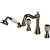Boheme Royal Cristal Смеситель на борт ванны, 4 отв., с ручным душем, внешняя часть, цвет: bronze 391-Royal/CRST black
