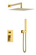 Boheme Qubic Душевой комплект встраиваемый - смеситель, верхний и ручной душ, цвет: matt gold 474-3-MG