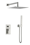 Boheme Qubic Душевой комплект встраиваемый - смеситель, верхний и ручной душ, цвет: nickel brush 474-3-NB