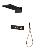 Boheme Fusion Душевой комплект встраиваемый - смеситель, верхний и ручной душ, цвет: black/gold 130-BG