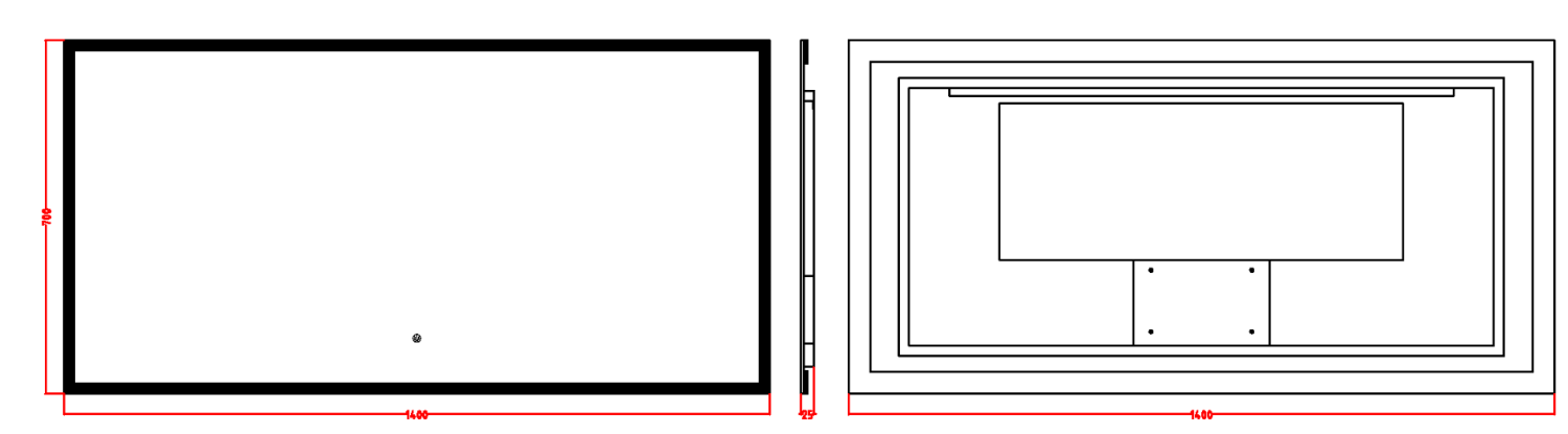 Boheme Зеркало 140x70h см без рамы, с подсветкой и сенсором, цвет: chrome 544-140