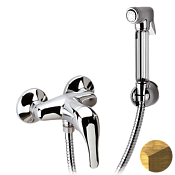 Remer Гигиенический душ со смесителем, держатель, шланг 120 см, цвет: vecchio ottone C332REZVO