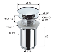 Remer Донный клапан click-clack без перелива, цвет: visual inox 904CC114XV