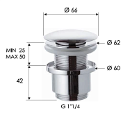 Remer Донный клапан click-clack без перелива, цвет: visual inox 904CC2114XV