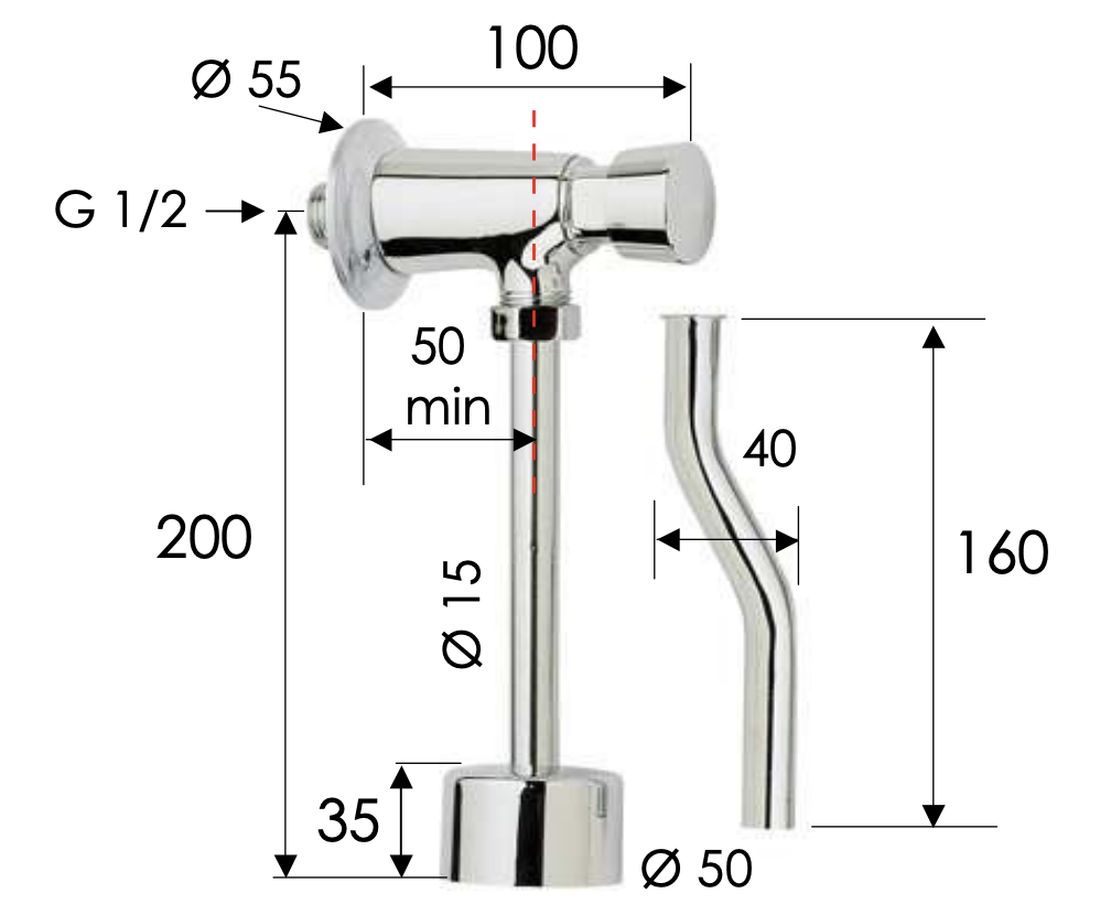 Remer Tempor Кран порционный для смыва, цвет: cromo TE855
