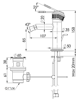 Remer Atelier Смеситель для биде, с донным клапаном, цвет: cromo AL20