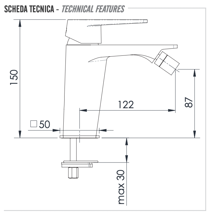 Remer Dream Смеситель для биде, без донного клапана, цвет: cromo D22