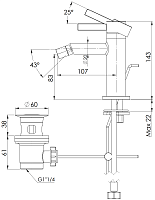Remer Metrica Смеситель для биде, с донным клапаном, цвет: cromo MC20