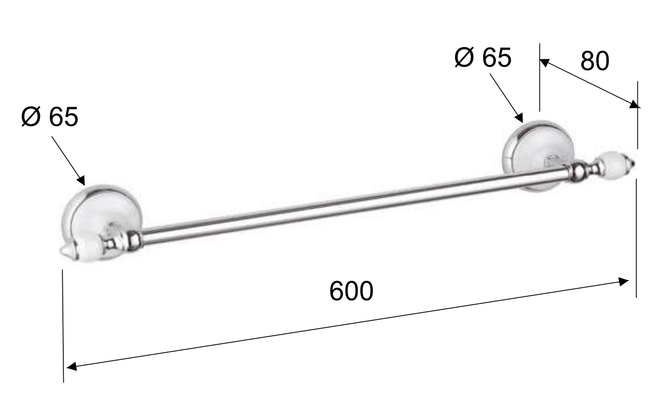 Remer Epoca Полотенцедержатель 60 см, подвесной, латунь, цвет: cromo EP30CR