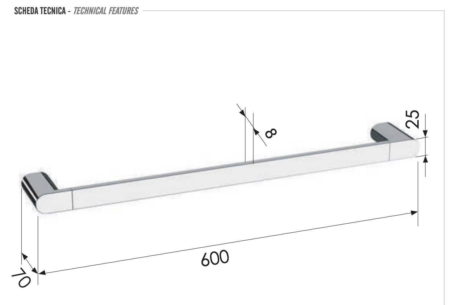Remer Lounge Полотенцедержатель 60 см, подвесной, латунь, цвет: visual inox LN30XV
