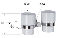 Remer Minimal Inox Стакан двойной подвесной, керамический, цвет: inox/cromo Mi16INOXCR