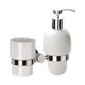 Remer Minimal Inox Стакан и дозатор, подвесной, керамический, цвет: inox/cromo Mi18INOXCR