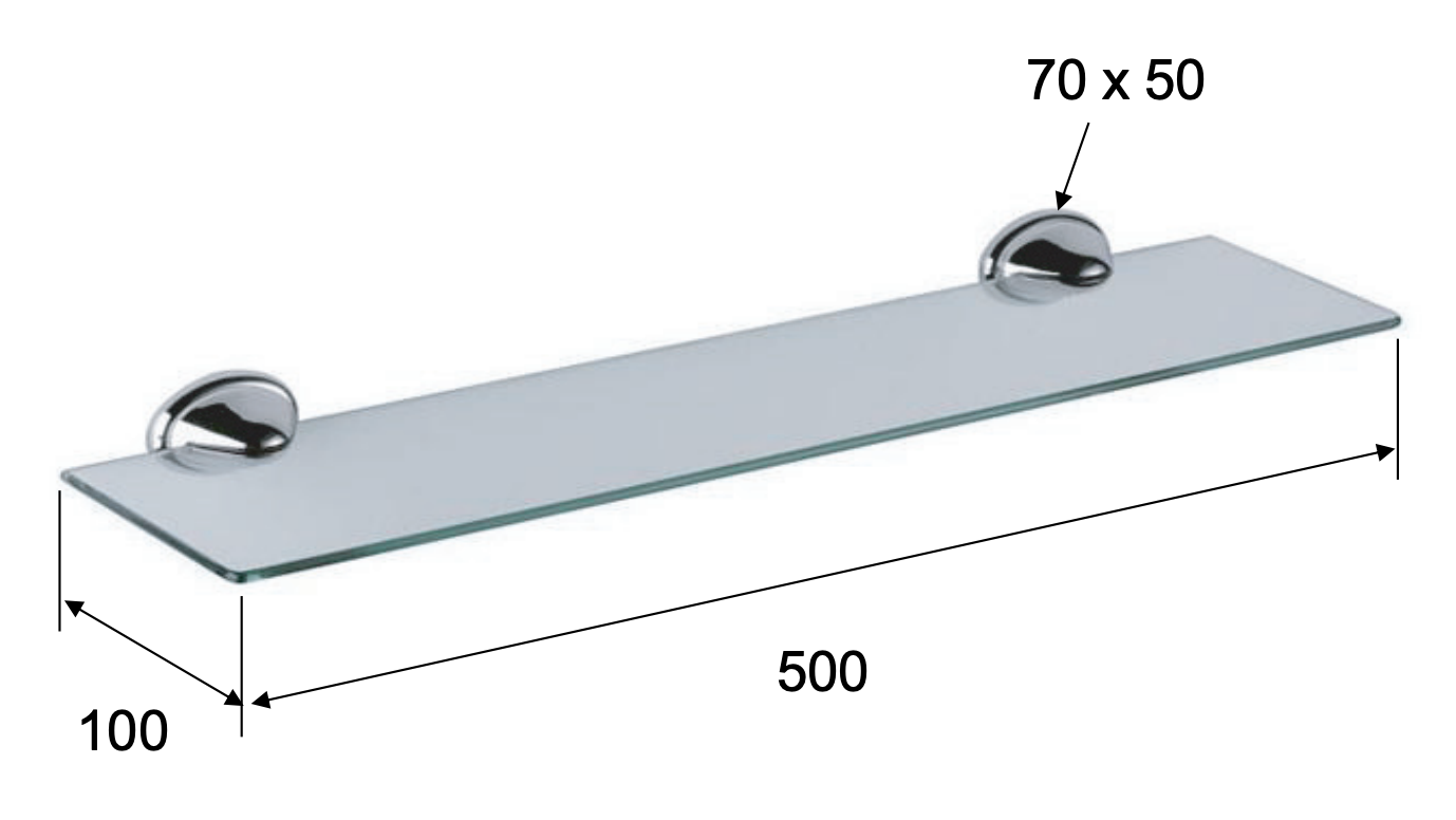 Remer 900 Полка стеклянная 50 см, цвет: cromo NV20CR