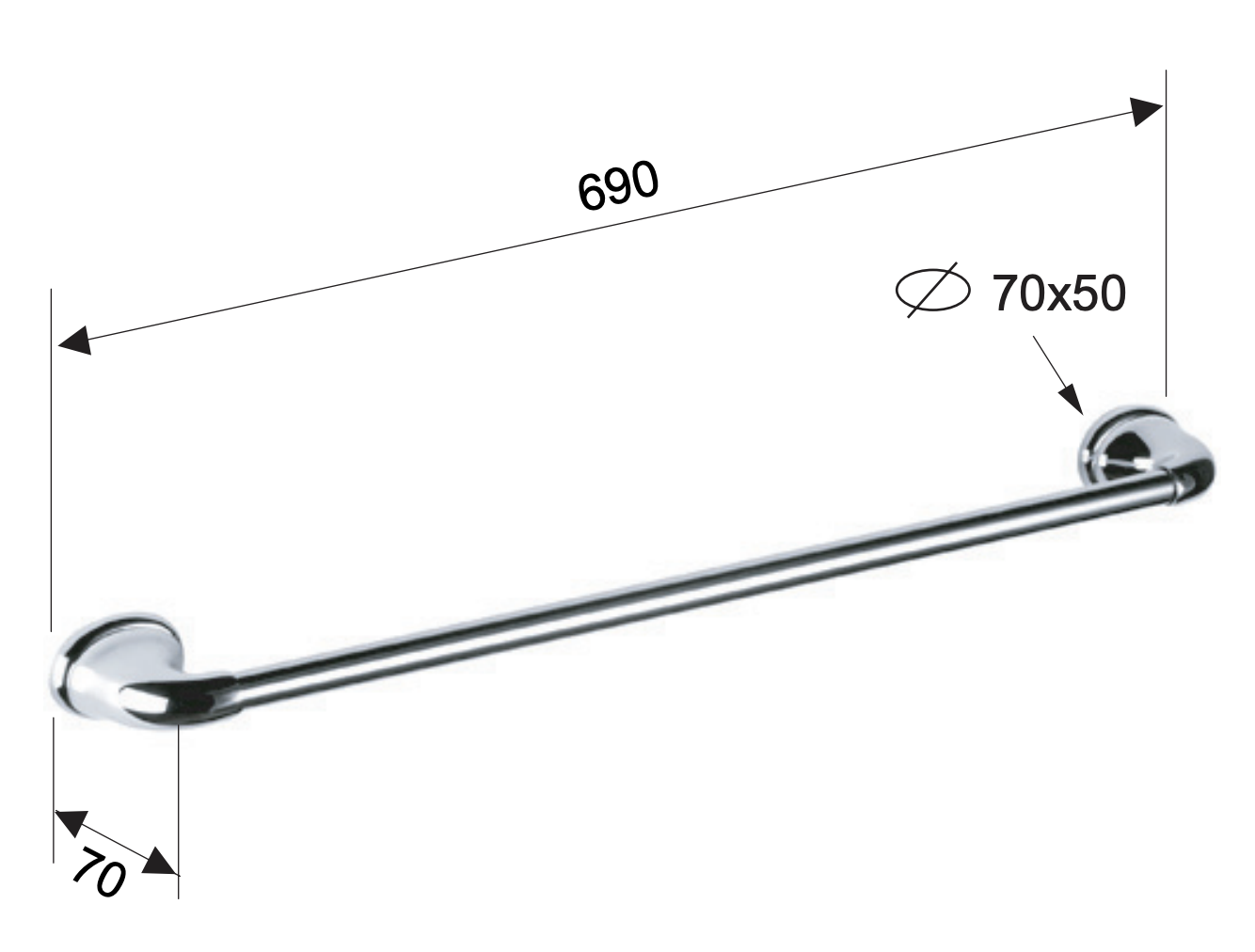 Remer 900 Полотенцедержатель 69 см, подвесной, латунь, цвет: cromo NV30CR