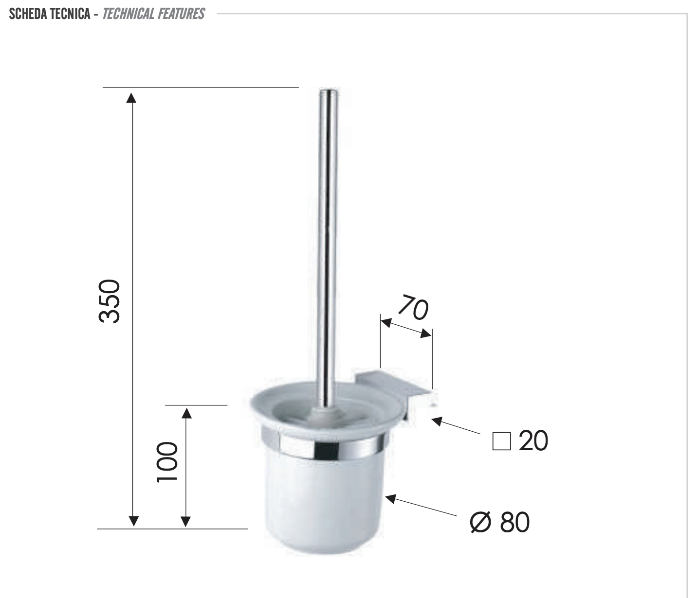 Remer SQ Ершик для унитаза подвесной, цвет: cromo SQ66CR