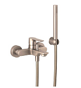 Remer Energy Смеситель для ванны, лейка 4 вида струи, шланг 150 см, цвет: nichel spazzolato EY02NP