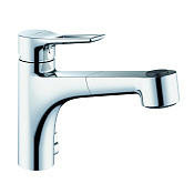 Kludi Mix Смеситель для кухни, полый рычаг, с выдвижным душем и дополнительным краном, цвет: хром 329450562