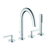 Kludi Nova Fonte Puristic Смеситель на борт ванны, с ручным душем и держателем, цвет: хром 204250515