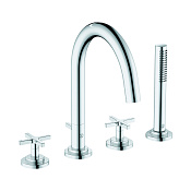 Kludi Nova Fonte Classic Смеситель на борт ванны, с ручным душем и держателем, цвет: хром 204250520