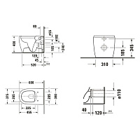 Duravit Qatego Унитаз напольный безободковый 39x60 см, цвет: белый глянцевый 2020090000