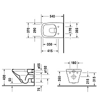 Duravit DuraStyle Унитаз подвесной безободковый 37x54 см, цвет: белый глянцевый 2538090001