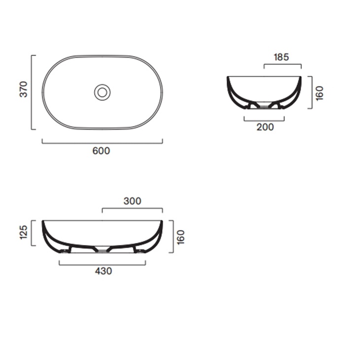 Catalano Sfera Раковина чаша 60x37x16h см, без перелива, покрытие Cataglaze, цвет: белый глянцевый 0522610001