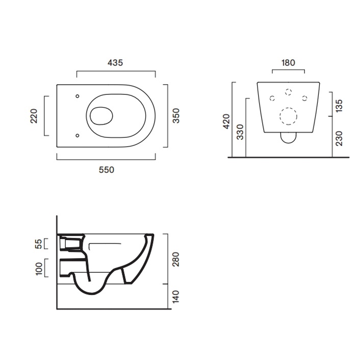 Catalano Sfera Унитаз подвесной безободковый 35x55 см смыв торнадо, Cataglaze, цвет: белый глянцевый 0511550001