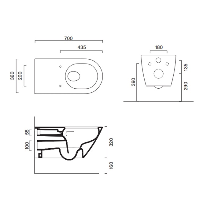 Catalano Comfort Унитаз подвесной безободковый 36x70 см, смыв торнадо, Cataglaze, цвет: белый глянц. 0911700001