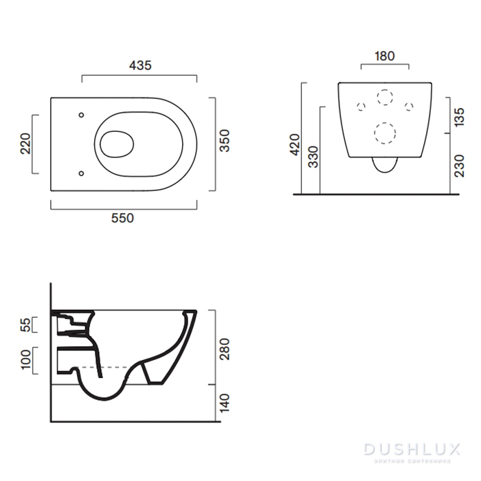 Catalano Sfera Унитаз подвесной безободковый 35x55 см смыв торнадо, Cataglaze, цвет: белый глянцевый 0511650001