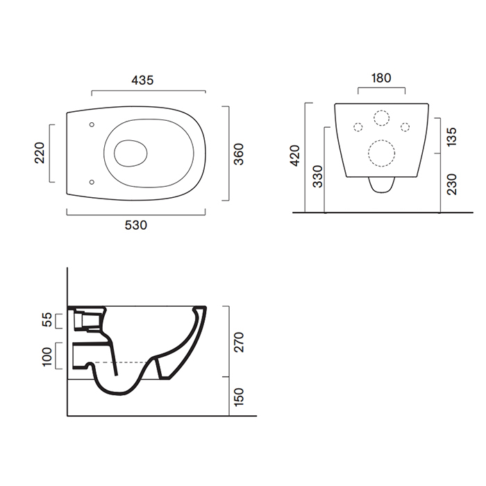 Catalano Alvea Унитаз подвесной безободковый 36x53 см смыв торнадо, Cataglaze, цвет: белый глянцевый 0611530001