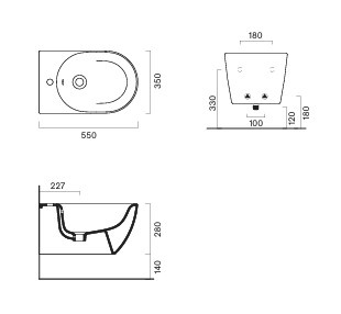 Catalano Sfera Биде подвесное 35x55 см, 1 отв с переливом, покрытие Cataglaze, цвет: белый глянцевый 0518551001