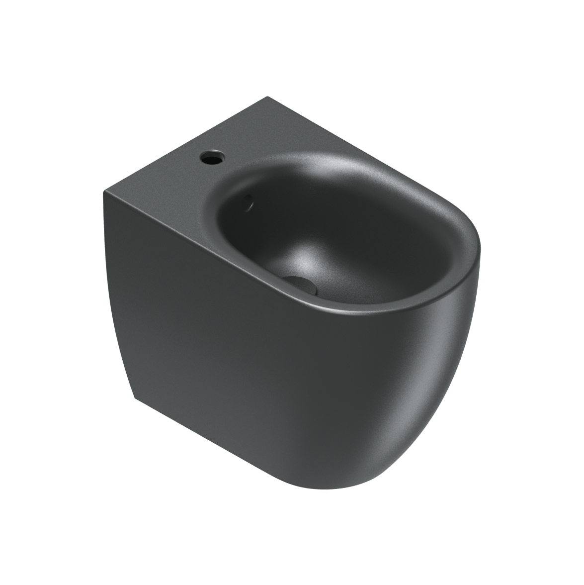 Catalano Sfera Биде приставное 35x55 см, 1 отв., с переливом, покр. Cataglaze, цвет: черный матовый 0519551022
