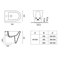 Catalano Zero Биде приставное 35x55 см, 1 отв., с переливом, покр. Cataglaze, цвет: белый глянцевый 0119551001