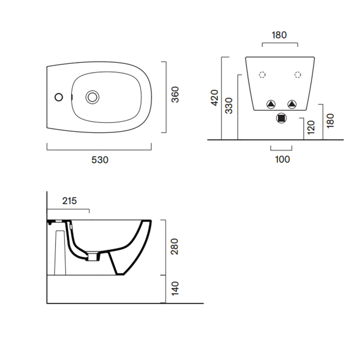 Catalano Alvea Биде подвесное 36x53 см, 1 отв с переливом, покрытие Cataglaze, цвет: белый глянцевый 0618531001
